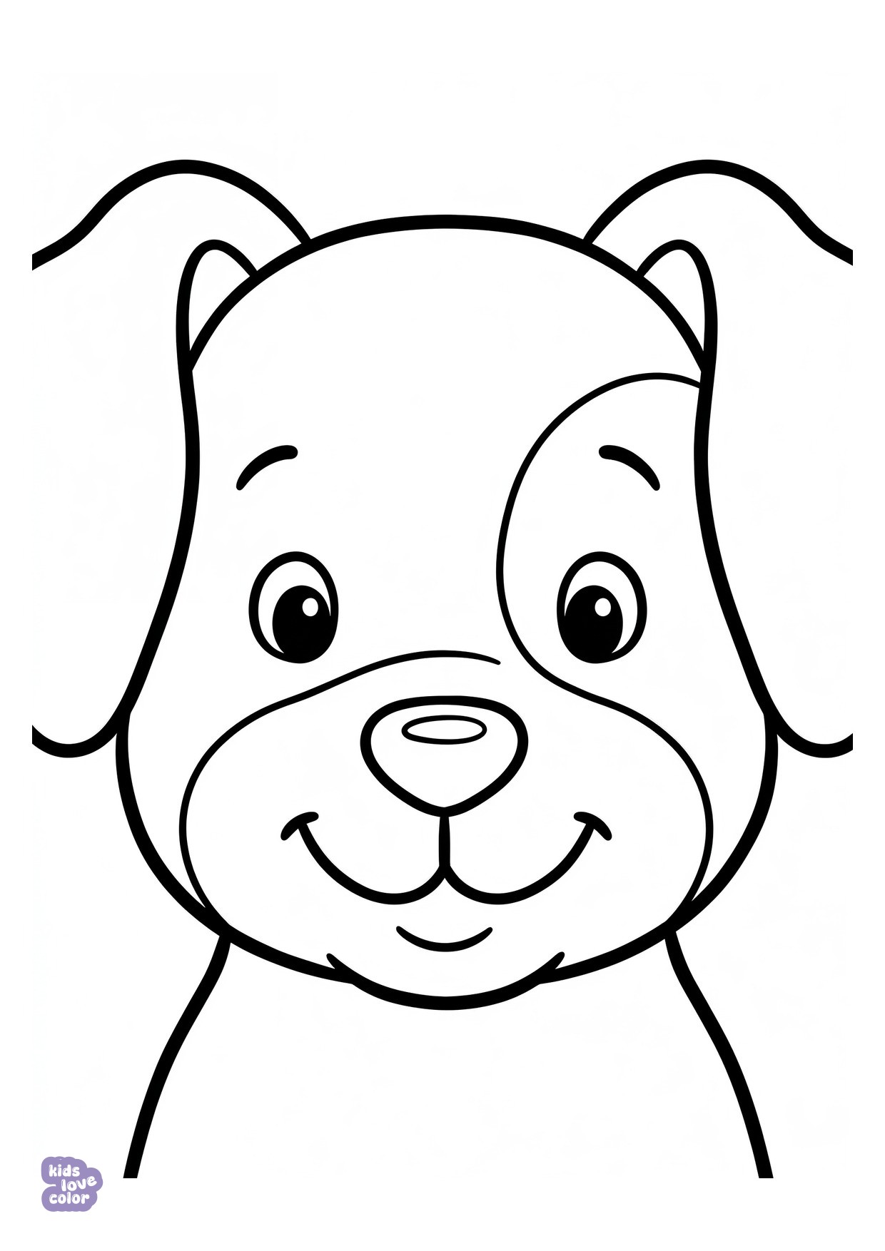 Schattig Puppygezicht met Hangoren kleurplaat