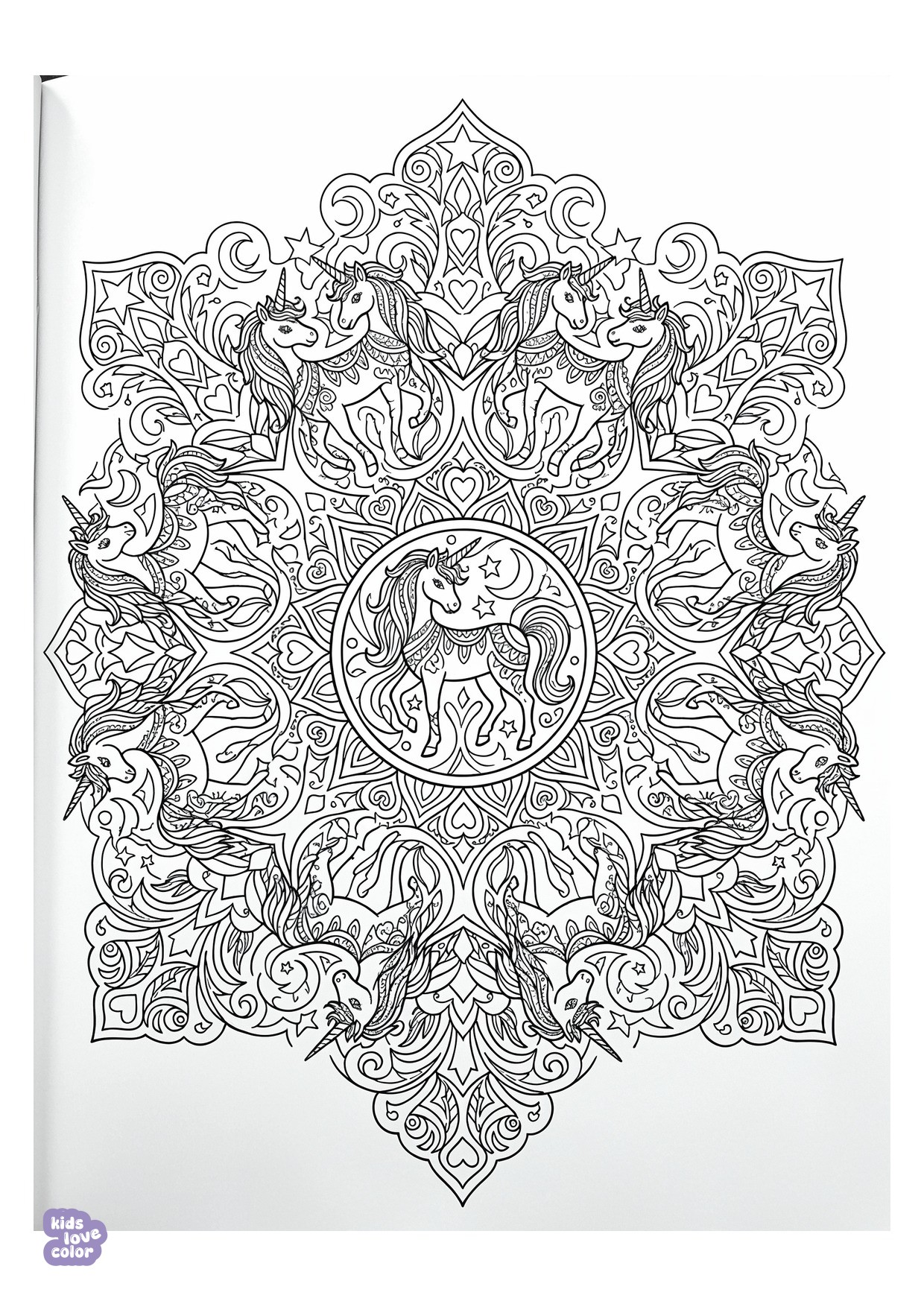 Eenhoorn Mandala kleurplaat