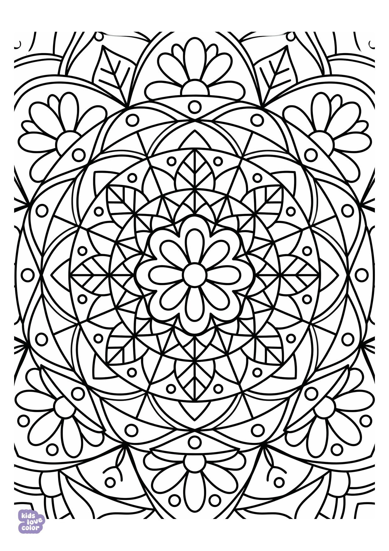 Eenvoudige Bloemenmandala voor Beginners kleurplaat
